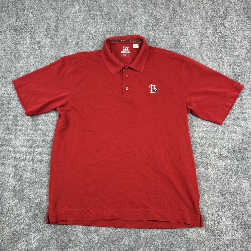Cutter And Buck Mens CB DryTec Polo Size L St. Louis Cardinals Moisture Wicking